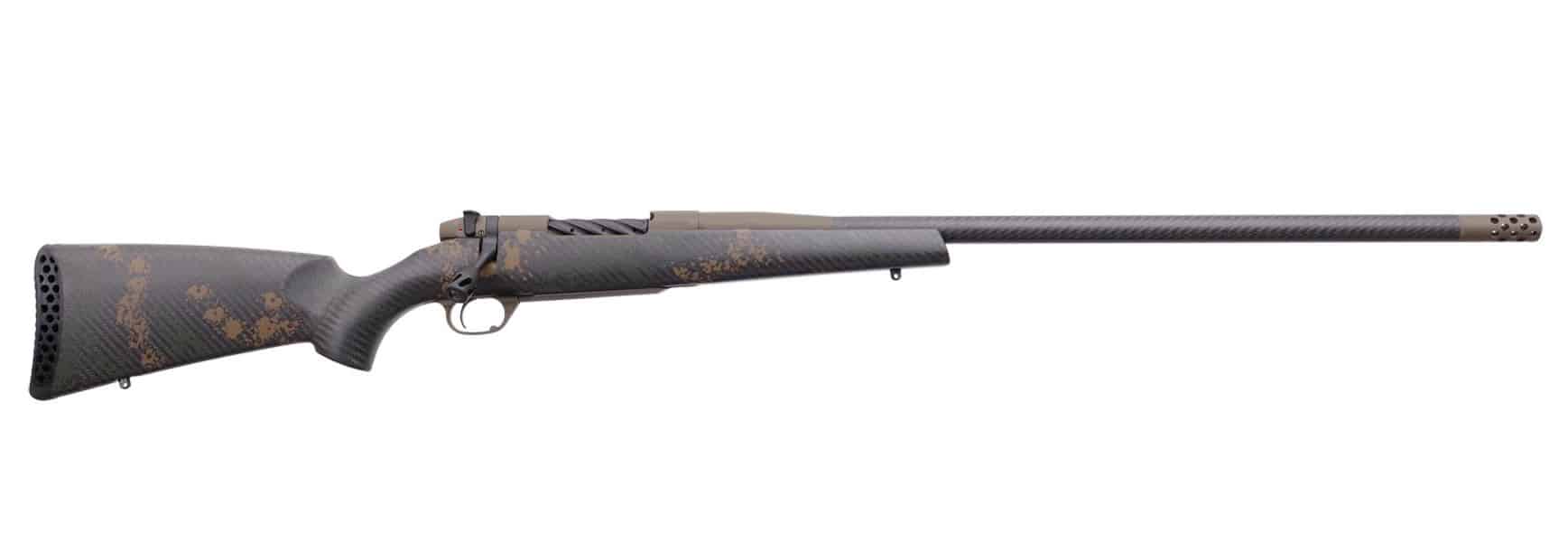 Weatherby Mark V BC Carbon .243 Winchester rifle with carbon fiber stock and Patriot Brown Cerakote receiver