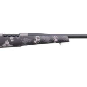 Weatherby Mark V .243 Winchester bolt-action rifle with carbon fiber barrel and matte titanium receiver
