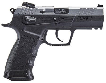 SAR Arms CM9 GEN2 9mm pistol with stainless slide and black polymer frame and interchangeable backstrap