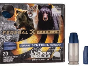 Federal P357SHC1 Premium  357Mag 180gr Solid Core Synthetic Flat Nose 20 Per Box/10 Case