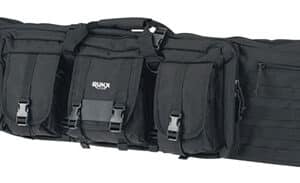 Rukx Gear ATICT42DGB Tactical Double Gun Case 42" Water Resistant Black 600D Polyester w/ Non-Rust Zippers Reinforced Velcro & Adjustable Back Straps