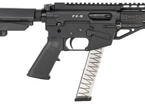 Freedom Ordnance FX9P4S FX-9  9mm Luger 31+1 4" Black Nitride Barrel w/Faux Suppressor, Black Hard Coat Anodized Aluminum Receiver, SB Tactical SBA3 Pistol Brace Stock, Black Polymer Grip