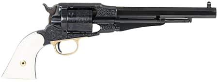 Taylors and Company Remington Conversion LawDawg .45 Long Colt revolver with 8 inch blued engraved barrel and ivory grips