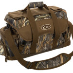 160772 Drake Waterfowl DA2020022 Blind Bag Refuge Mossy Oak Bottomland HD-2 Heavy Duty Nylon Duffle Bag Zipper Closure