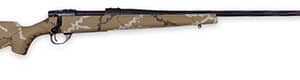 Weatherby Vanguard Outfitter 6.5mm Creedmoor bolt-action rifle with tan Monte Carlo stock and fluted barrel