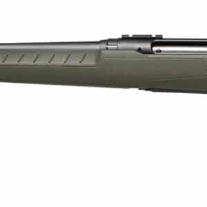 Savage AXIS 2 Compact left-hand bolt-action rifle with 20-inch barrel and OD green synthetic stock