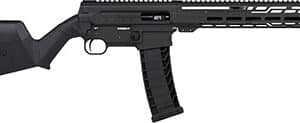 CMMG Dissent BR4 rifle side view with 16.10-inch black nitride barrel and 13.5-inch M-LOK handguard, Magpul SGA stock