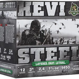 HEVI-Shot HS60024 HEVI-Steel Waterfowl 12Gauge 3" 1 3/8oz 2/4Shot 25 Per Box/10 Case