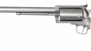 Magnum Research BFR500SW10B BFR Long Cylinder Extra Large Frame 500 S&W Mag 5 Shot, 10" Brushed Stainless Steel Barrel, Cylinder & Frame, Bisley White Laminate Grip, Exposed Hammer