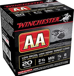 Winchester Ammo AA20FL8 AA Low Recoil 20Gauge 2.75" 7/8oz 8Shot 25 Per Box/10 Case