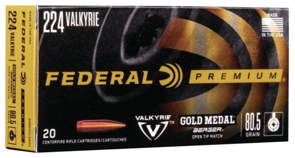 FAGM224VLKBH2 Federal Gold Medal Berger Rifle Ammunition .224 Valkyrie 80.5 gr OTM 2925 fps 20/ct