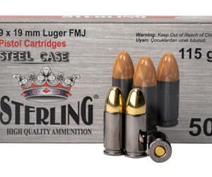 STERLING 9MM 115GR FMJ STEEL 50/1000