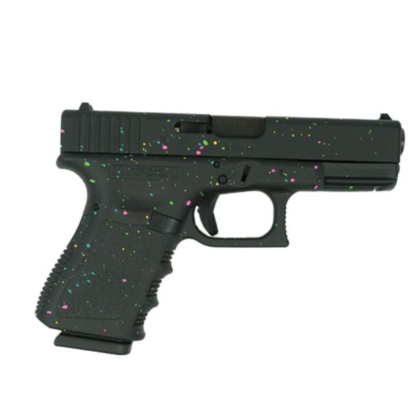 GLUI195020380SP6 Glock 19 Gen 3 "Multi-Color Paint Splatter Black Base" Compact Handgun 9mm Luger 15rd Magazines(2) 4" Barrel USA Made