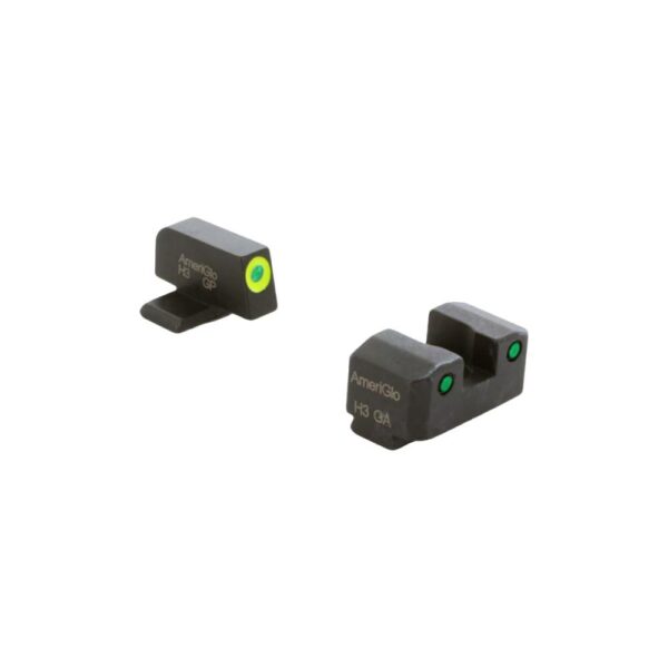 KQSG819 1 Ameriglo Trooper Tritium Handgun Sight Set for Sig with #8 Front and #8 Rear Green Rear Green with LumiGreen Front