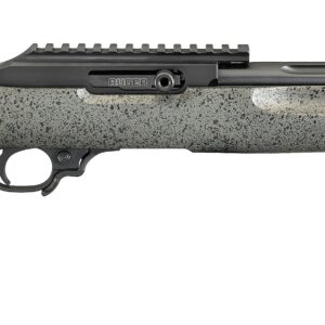 Ruger 10/22 Competition .22 LR rifle with speckled gray laminated stock and fluted 16.12 inch threaded barrel