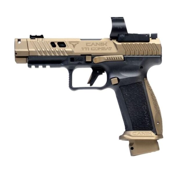 YCHG7854VN 2 Canik TTI Combat Handgun 9mm Luger 18rd Magazines (2) 4.6" Barrel Black and Bronze with Mecanik M03 Optic