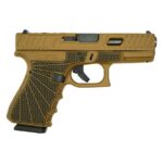 g19 gen3 compact 9mm 4 2 15rd usa jimbo ripple stipple w gold barrel.psd 0002 right Glock 19 Gen 3 Custom "Jimbo Ripple Stipple with Gold Barrel" Handgun 9mm Luger 15rd Magazines (2) 4.6" Threaded Gold Barrel USA