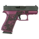 glock 43x 9mm w front rails usa cust engd frame only paisley blk cherry 0002 right Glock 43X "Paisley Grip" Black Cherry Handgun 9mm Luger 10rd Magazines(2) 3.4" Barrel Accessory Rail USA Made