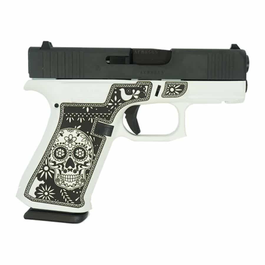 Glock 43X Sugar Skull black and white 9mm handgun with 3.41 inch barrel