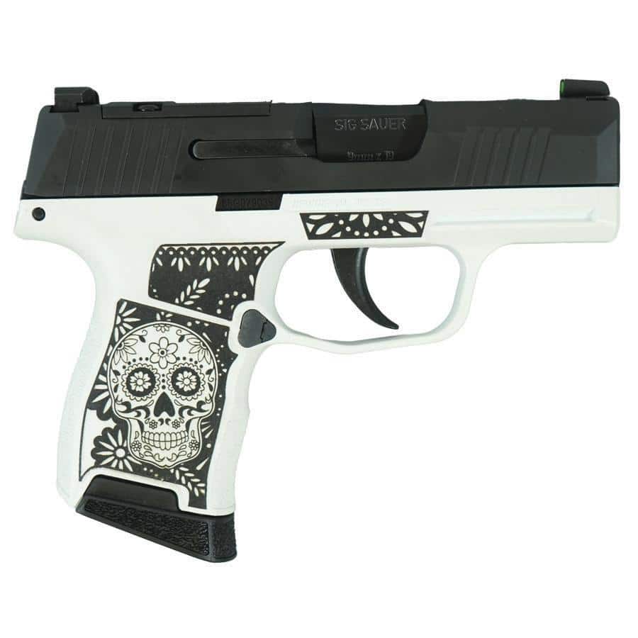 Sig Sauer P365 Sugar Skull 9mm optic-ready handgun right-side view with X-RAY3 sights