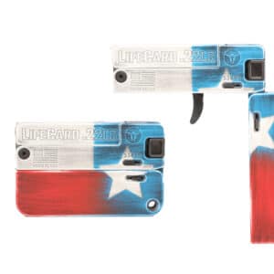 Trailblazer Firearms LIFECARD .22 LR Texas Flag Cerakote credit-card size handgun