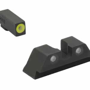 Meprolight USA 402243121 Hyper-Bright  Green Tritium Yellow Outline Front Sight-Green Tritium Black Outline Rear Sight Glock 17/17L/19/22