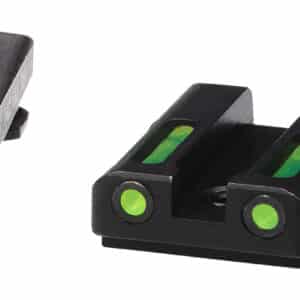 HiViz GLN329 LiteWave H3 Sight Set for Glock Green Tritium White Outline Front Sight-Green Fiber Optic Rear Sight