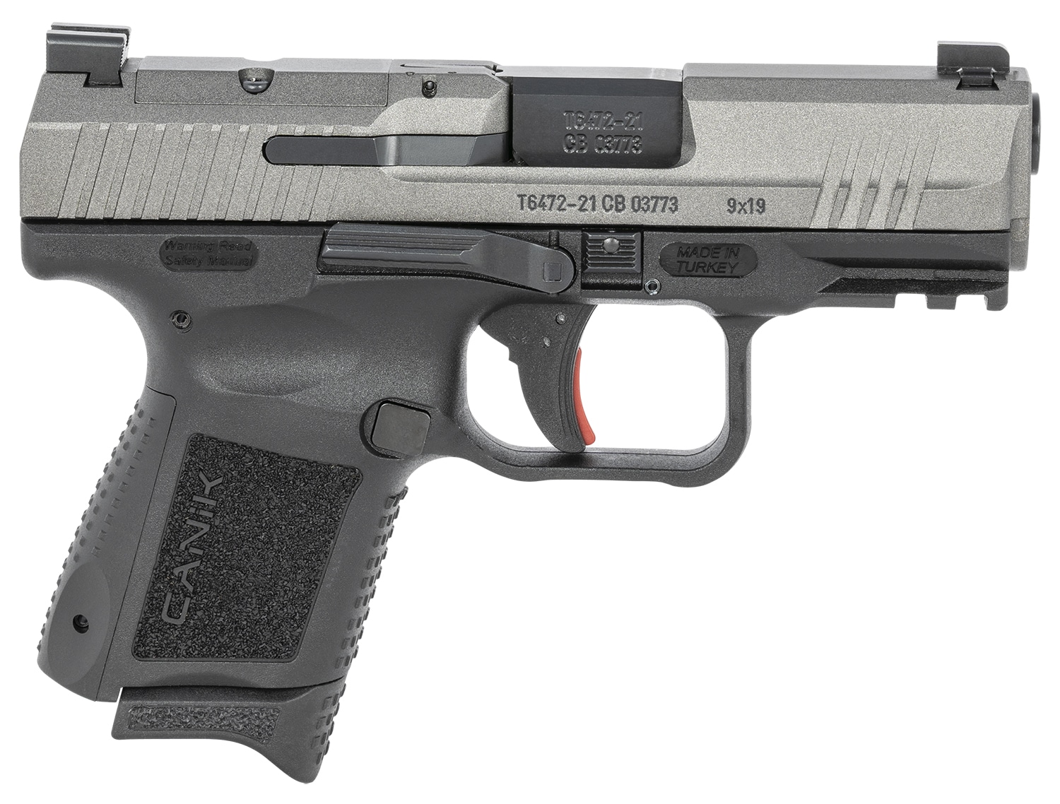 Canik TP9 Elite SC 9mm subcompact pistol, 3.6-inch match-grade barrel, Tungsten Cerakote finish