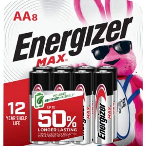 Energizer E91MP8 AA Max Silver 1.5V Alkaline, Qty (8) Single Pack