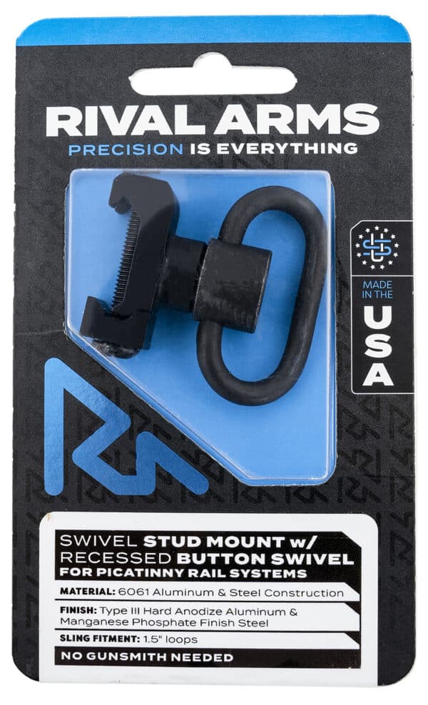 Rival Arms RARA92P2A Swivel Stud Mount  Black Manganese Phosphate Finish, 1.5" Recessed Button Steel Swivel compatible with Picatinny Rail
