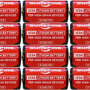 SureFire SF12ABBCS 123A Batteries  Red/Black 3.0 Volts 1,550 mAh (12) Single Package Clamshell