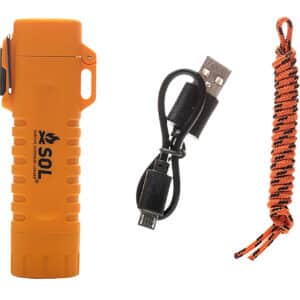 Survive Outdoors Longer  Fire Lite Fuel Free Lighter Orange Includes USB Cable / Lanyard