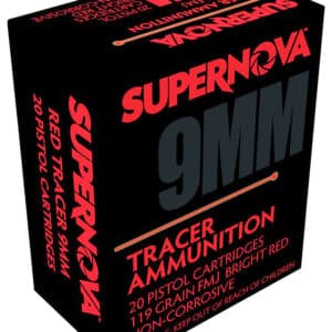 Supernova PMSN9MMR Red Tracer Non Corrosive 9mmLuger 119gr Full Metal Jacket 20 Per Box/50 Case