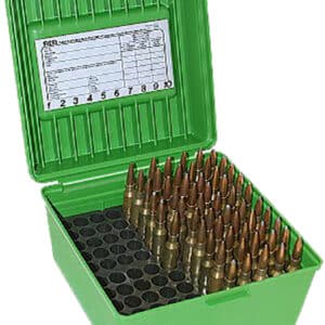 MTM Case-Gard R100MAG10 Deluxe Ammo Box Round Handle Multi Caliber Rifle Green Polypropylene 100rd