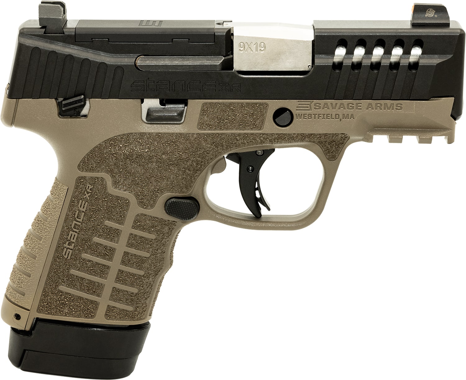 Savage Stance XR 9mm pistol 3.2-inch barrel Flat Dark Earth grip Black Nitride slide