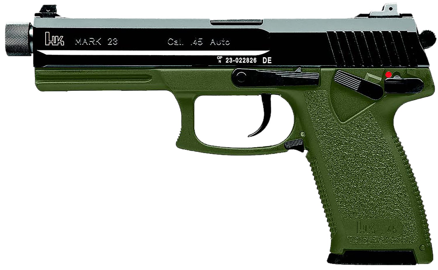 Heckler & Koch Mark 23 .45 ACP 5.87-inch threaded barrel OD green polymer frame black slide