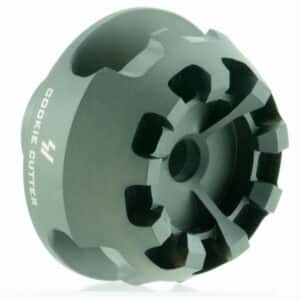 Strike Industries CCCOMP308 Cookie Cutter Comp Black Matte Steel with 5/8"-24 tpi Threads, 1.57" OAL & 0.26" Inside/2.14" Outside Diameter for 308 Win, 7.62x51mm NATO AR-Platform