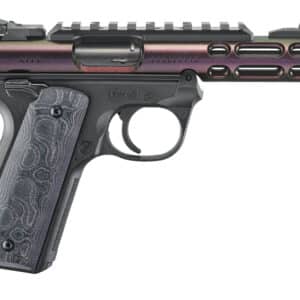 Ruger MKIV 22/45 Lite Gun Candy .22 LR pistol with purple/green shroud and threaded barrel