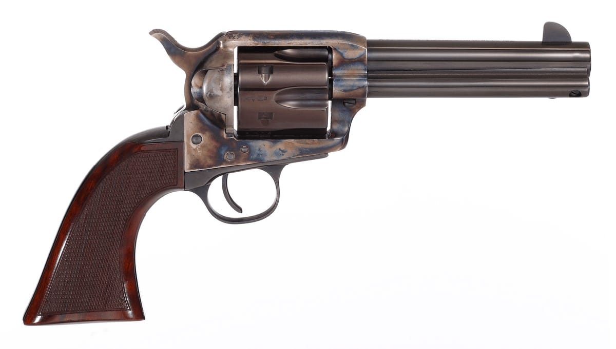Taylors and Company Gunfighter blued steel 4.75 inch revolver with walnut grips
