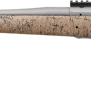 Ruger Hawkeye FTW Hunter left-hand 6.5 Creedmoor rifle with speckled tan-black synthetic stock and stainless receiver