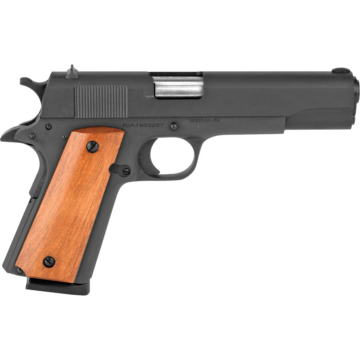 Rock Island Armory M1911-A1 GI .45 ACP 5-inch parkerized pistol with wood grips