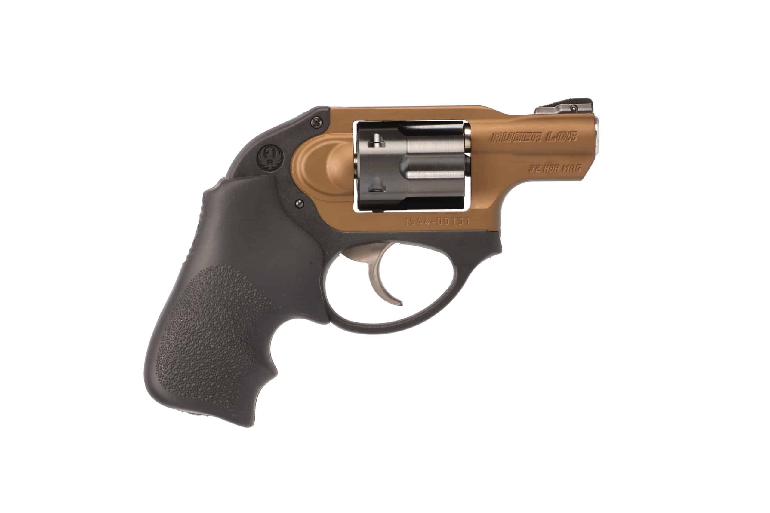 Ruger LCR .32 H&R Magnum revolver with Hogue polymer grip and bronze anodized finish