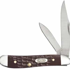 Case 00046 Peanut  2.10"/1.53" Folding Clip/Pen Plain As-Ground Tru-Sharp SS Blade/Brown Jigged Synthetic Handle
