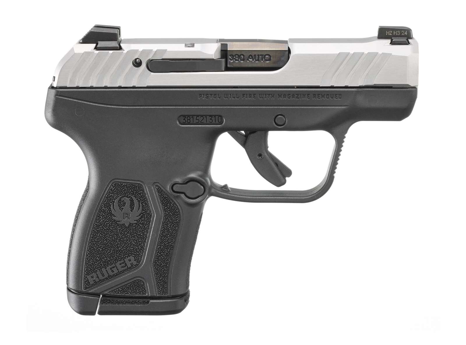 Ruger LCP MAX .380 ACP compact pistol with stainless slide and black polymer frame
