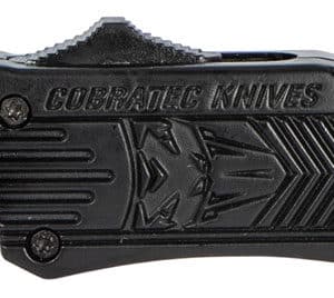 CobraTec Knives SBCTK1STNS CTK-1  Small 2.75" OTF Tanto Plain Black D2 Steel Blade/Black Aluminum Handle Features Glass Breaker Includes Pocket Clip