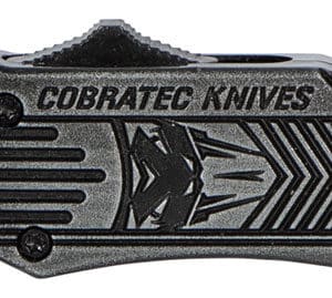 CobraTec Knives SSWCTK1SDNS CTK-1  Small 2.75" OTF Drop Point Plain D2 Steel Blade/Black Stonewashed Aluminum Handle Features Glass Breaker Includes Pocket Clip