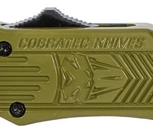CobraTec Knives SODCTK1STNS CTK-1  Small 2.75" OTF Tanto Plain D2 Steel Blade/OD Green Aluminum Handle Features Glass Breaker Includes Pocket Clip
