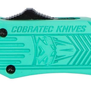 CobraTec Knives STFCTK1SDS CTK-1  Small 2.75" OTF Drop Point Part Serrated D2 Steel Blade/ Tiffany Blue Aluminum Handle Features Glass Breaker Includes Pocket Clip