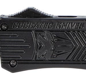 CobraTec Knives MBCTK1MDNS CTK-1  Medium 3" OTF Drop Point Plain D2 Steel Blade/Black Aluminum Handle Features Glass Breaker Includes Side Button