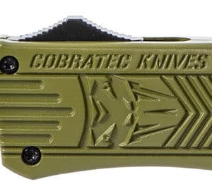 CobraTec Knives MODCTK1MDS CTK-1  Medium 3" OTF Drop Point Part Serrated D2 Steel Blade/OD Green Aluminum Handle Features Glass Breaker Includes Pocket Clip